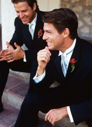 groom and best man on steps