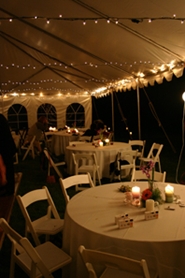 tent reception at night