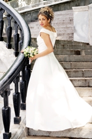 lovely bride on staircase